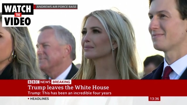 Ivanka Trump cries during father's departure ceremony (BBC)