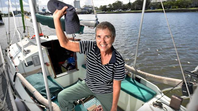 EPIC TRIP: Maxine Cowie, 59, is sailing from Cooktown to Coffs Harbour after undergoing brain surgery and overcoming ovarian cancer. Picture: Patrick Woods