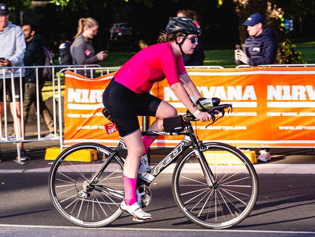 Competitors in the Ironman 70.3 Tasmania in Hobart Picture: Linda Higginson