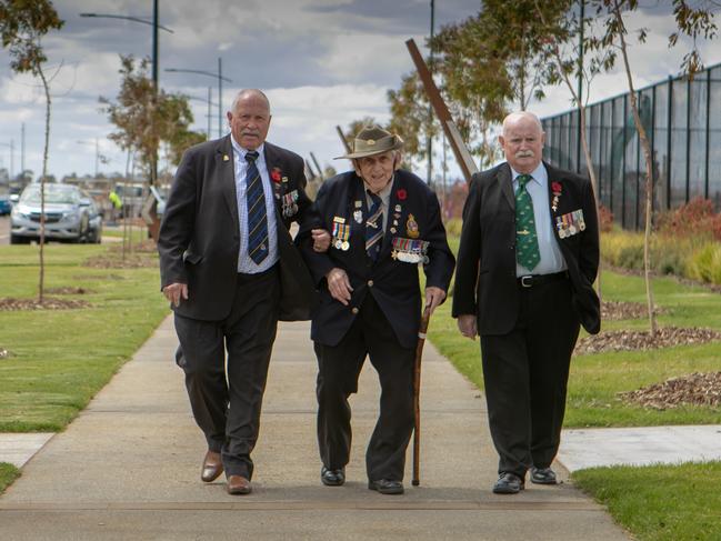 War veterans John Willis, Allan Godfrey and Robert Matthewman. Picture: Caroline Springs RSL