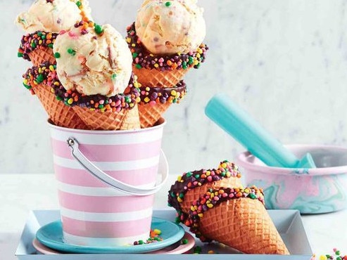 Rainbow candy ice-cream (see recipe below).