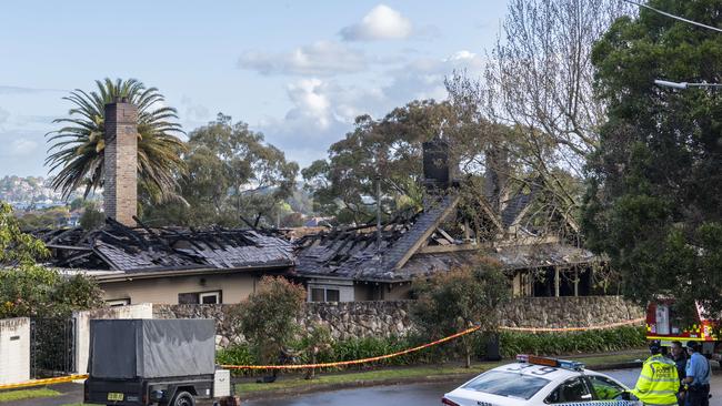 What was left of the roof after the fire ripped through the home. Picture: NewsWire / Monique Harmer