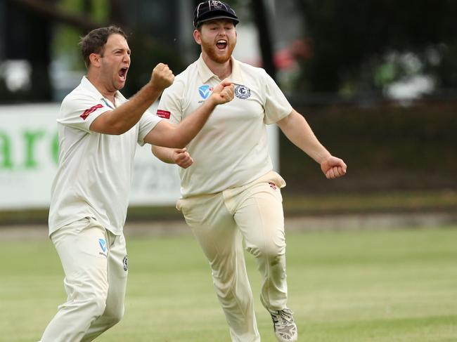 Elsternwick celebrates a Croydon wicket.