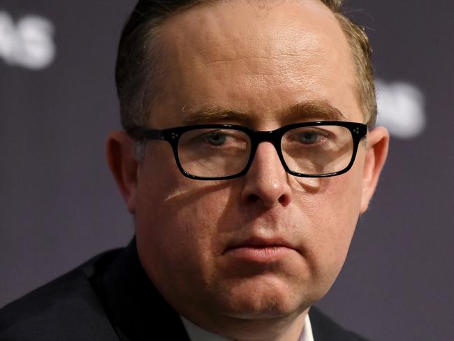 Qantas CEO Alan Joyce speaks to the media during a press conference in Sydney, Thursday, June 25, 2020. Qantas will cut at least 6,000 jobs across all parts of the business and continue to stand down 15000 employees as part of its plan to recover from the impact of the COVID pandemic. (AAP Image/Bianca De Marchi) NO ARCHIVING