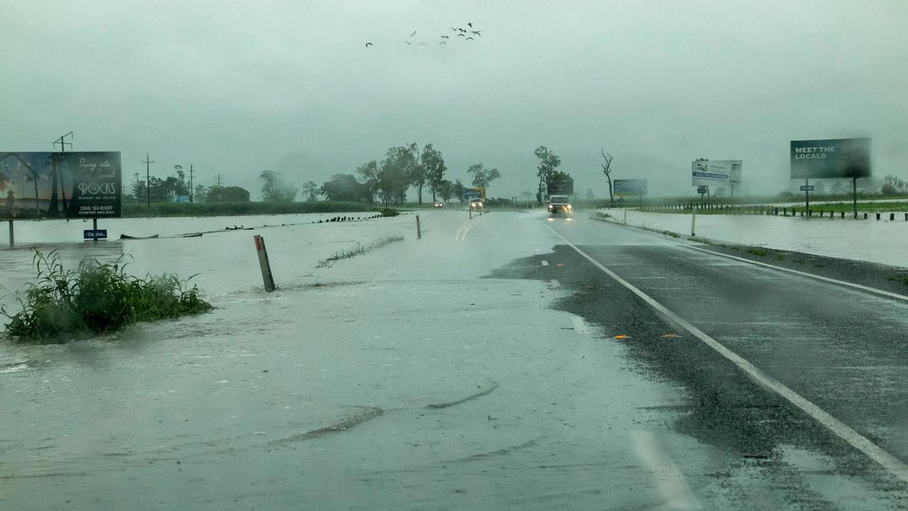 David Barwell captured this photo of flood waters rising at Lethebrook, about 5km south of Proserpine on the Bruce Highway, about 7.30am Saturday.