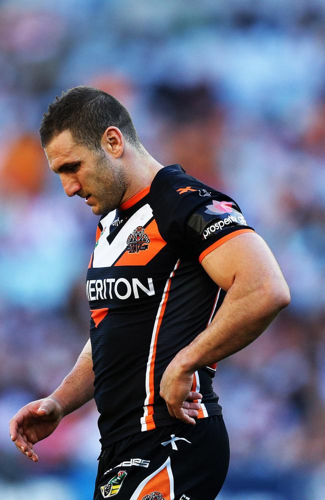 Tigers Robbie Farah during a clash against the Dragons.