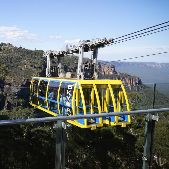 The Scenic Skyway gives you views of Katoomba Falls, the Three Sisters and Jamison Valley. Picture: Renee Nowytarger/The Australian