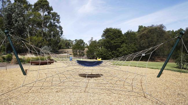 Bundoora Park Playspace’s horizontal rope climbing frame. Picture: Paul Loughnan