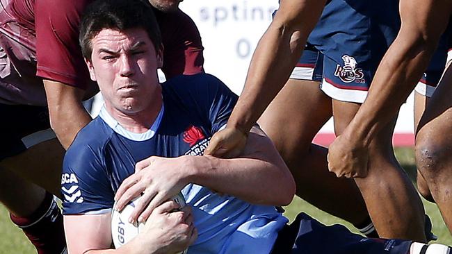 Waratahs' Eamon Doyle with the ball. Junior Rugby Union. Under 18s NSW Waratahs  v Queensland Reds. Picture: John Appleyard