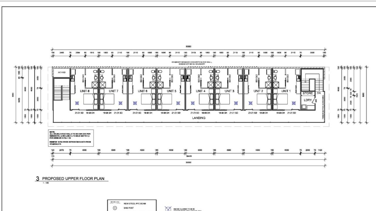 The two-storey structure will have eight units on the bottom floor along with a further six units on the upper floor with a reception area attached to the main structure.