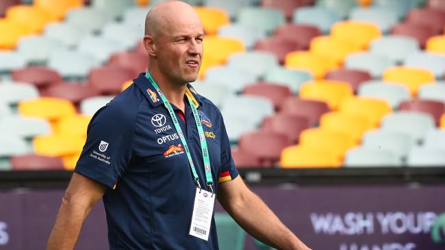 Adelaide coach Matthew Nicks looks on during the loss to the Lions in Round 4. Picture: Jono Searle/AFL Photos