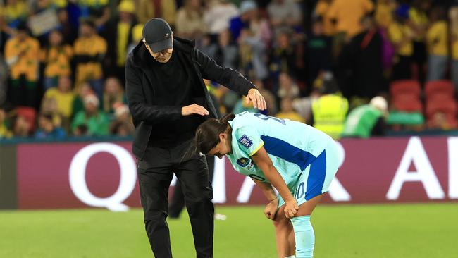 Coach Tony Gustavsson and Sam Kerr. Picture: Adam Head