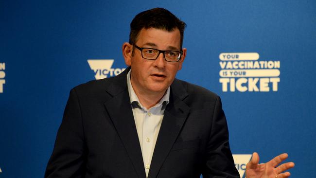 Victorian Premier Daniel Andrews gives the daily Covid press conference. Picture: NCA NewsWire / Andrew Henshaw