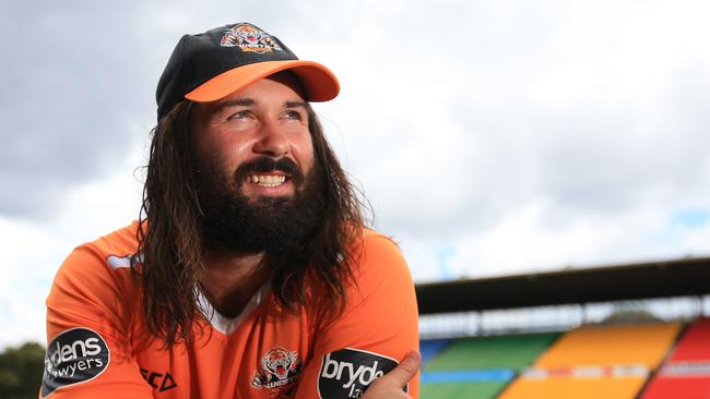 Aaron Woods during a Wests Tigers media session at Concord Oval. pic Mark Evans