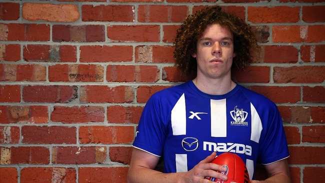 MELBOURNE, AUSTRALIA - SEPTEMBER 03: Ben Brown of the Kangaroos poses for a portrait during a North Melbourne Kangaroos AFL media session at Arden Street Ground on September 3, 2014 in Melbourne, Australia. (Photo by Robert Cianflone/Getty Images)