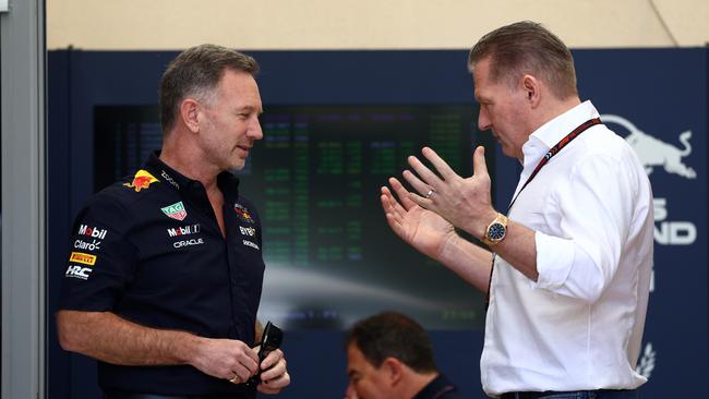 Horner and Jos Verstappen at the Bahrain Grand Pris. (Photo by Clive Rose/Getty Images)