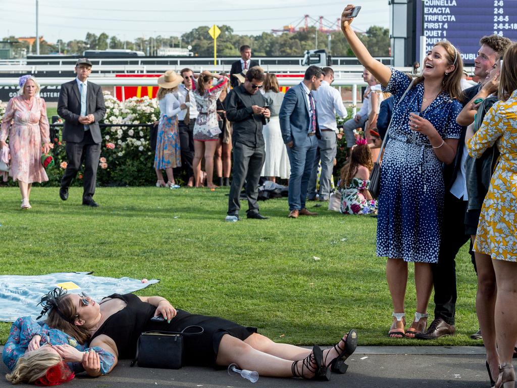 No one has cared less about missing a selfie with her mates. Picture: Jake Nowakowski