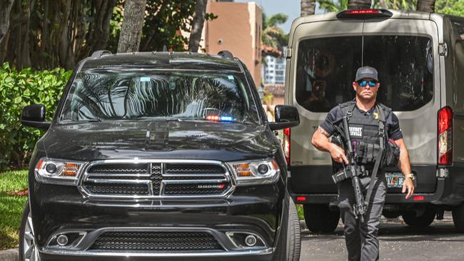 A Secret Service agent in front of Mar-A-Lago in Palm Beach, Florida. Picture: AFP.