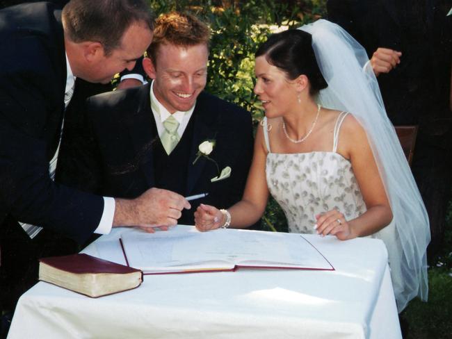 Troy Broadbridge and Trisha Squires on their wedding day. Troy died when a tsunami tidal wave hit Phi Phi Island in Thailand while he was on his honeymoon.