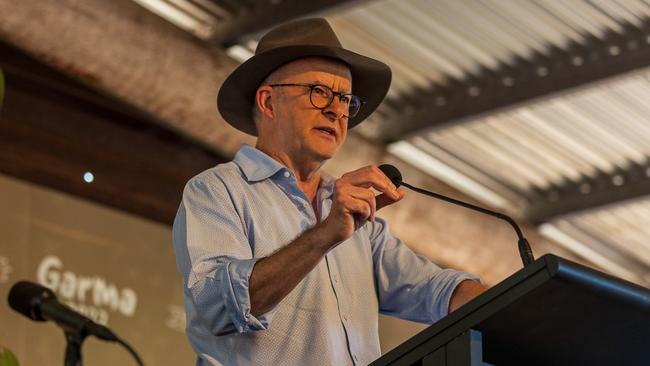 Anthony Albanese speaks during the Garma Festival in East Arnhem in Juky 2022.