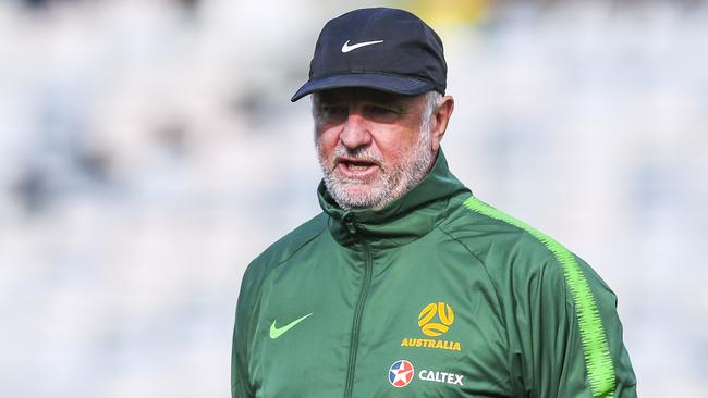 Socceroos coach Graham Arnold has plans to get a training camp together to keep Australia’s World Cup campaign on track. Picture: AAP