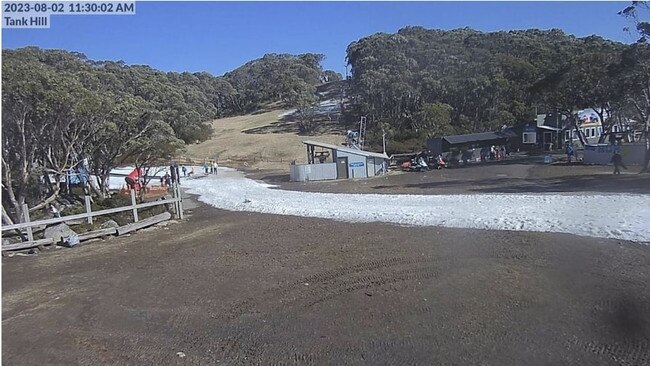 Man-made snow was often used to patch together some slopes.