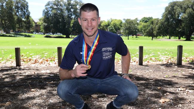 Bryce Gibbs at his Magarey Medal plaque unveiling at Adelaide Oval in 2022. Picture: David Mariuz