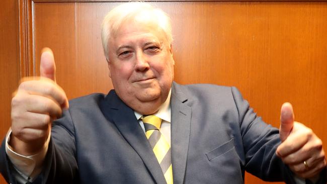 United Australia Party leader Clive Palmer during an appearance in Adelaide this week. Picture: AAP