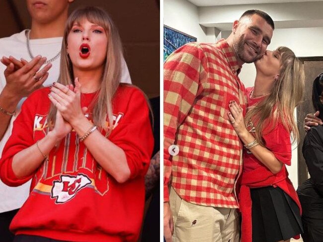 Travis Kelce and Taylor Swift shared a post-game kiss.