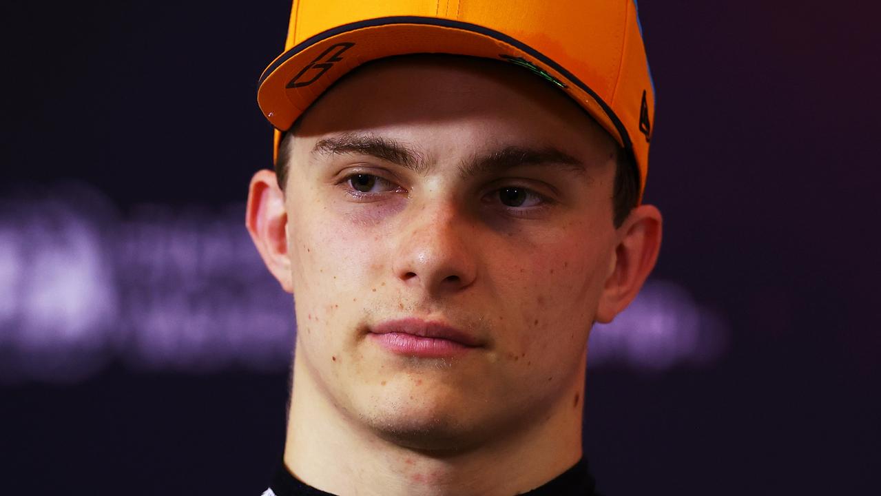 MONZA, ITALY - AUGUST 31: Oscar Piastri of Australia and McLaren talks to the media during qualifying ahead of the F1 Grand Prix of Italy at Autodromo Nazionale Monza on August 31, 2024 in Monza, Italy. (Photo by Bryn Lennon/Getty Images)