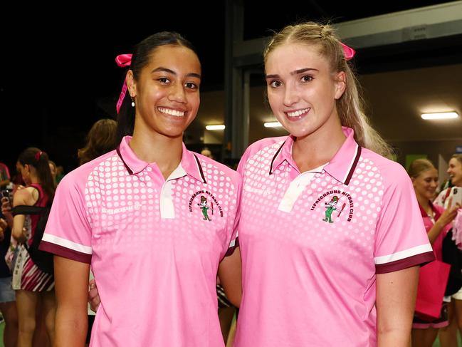 Leps players and Under 17 Australian representatives Ciarn MacBride and Charlotte Jonsen both played outstanding games, despite being in the losing team in the Cairns Netball Division 1 grand final match between the WGC Sharks and the Cairns Leprechauns. Picture: Brendan Radke