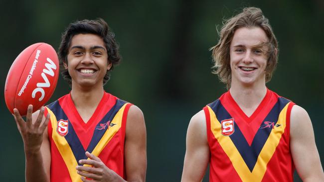 Trent Burgoyne and Jackson Mead, pictured as under 15s playing for Henley High, have both been drafted to Port Adelaide. Picture: Matt Turner