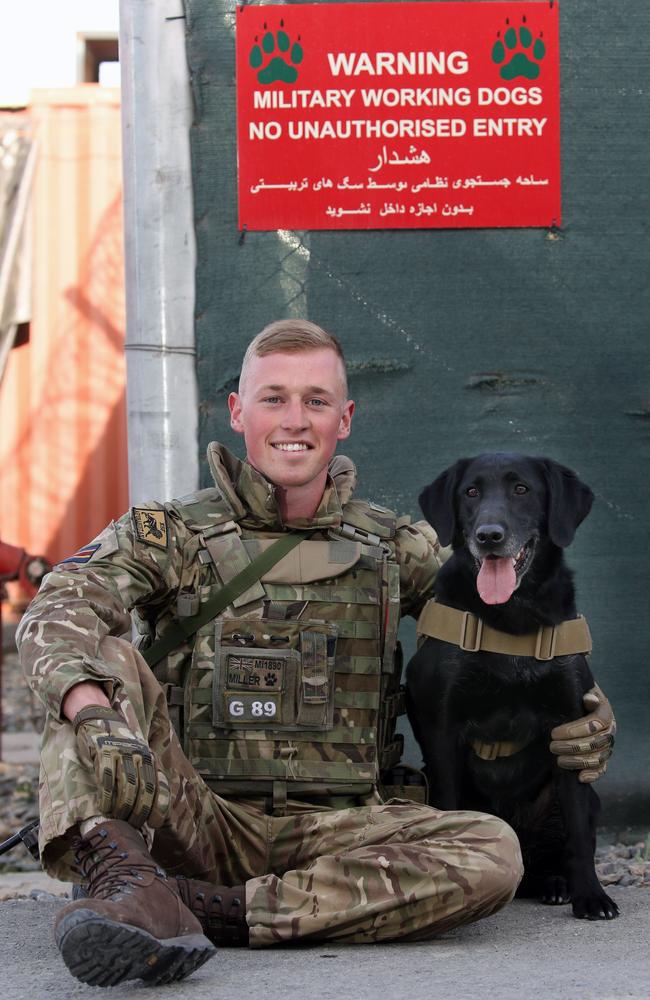 Private Jon Miller, 27, and his Labrador Lilly. Picture Gary Ramage