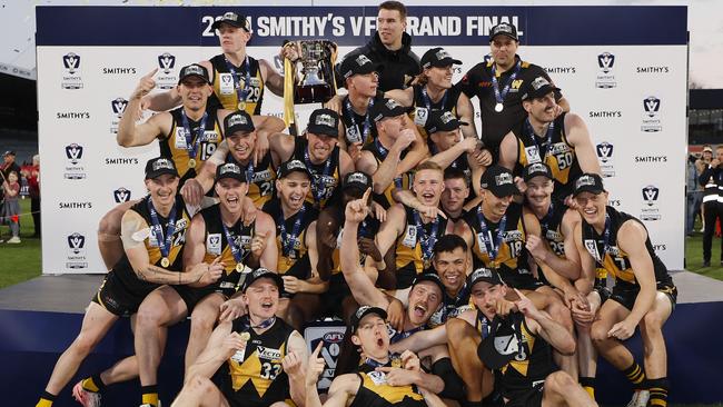 Werribee’s 2024 premiership team contained three players, Riley Bice, Aidan Johnson and Jack Henderson who were drafted last year. Picture: Michael Klein
