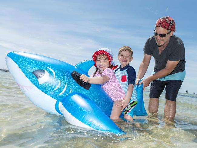 Georgie and Henry Sheild with their dad Mike at Blairgowrie on December 31, 2014. Picture: Eugene Hyland