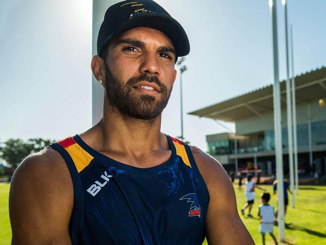 27/02/17 - Crows player Curtly Hampton after the Super Clinic at Port Augusta. Picture: Tom Huntley