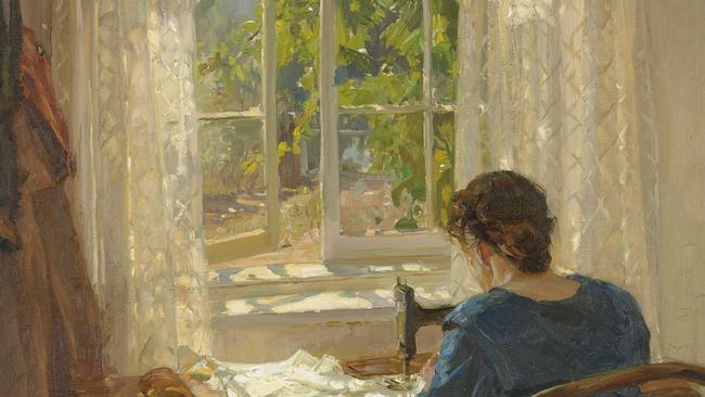 PICTURE PERFECT: Sewing (The artist's wife), 1913, oil on canvas, by Sir Hans Heysen. The Hans Heysen Estate.