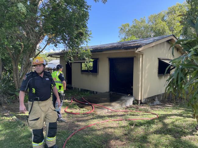 A shed fire broke out at a property on Slade Point Rd around midday on May 2, 2024. Photo: Paul Brescia