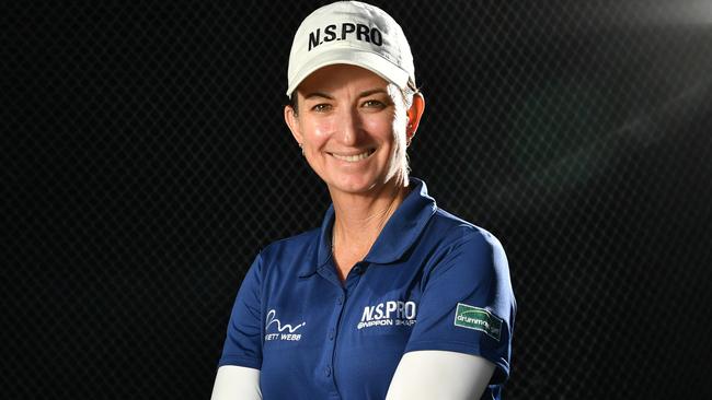 Australian golfer Karrie Webb poses for a photograph at The Royal Adelaide Golf Club in Adelaide, Wednesday, February 12, 2020. (AAP Image/David Mariuz)