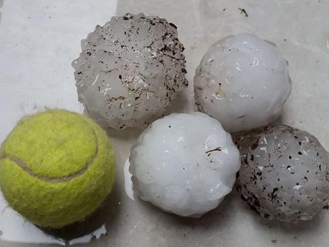 Average size of hail stones in near Hezlett Rd, Kellyville.