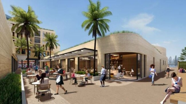 It will include five-storey apartments surrounding an outdoor pool as well as a dining precinct, retail outlets and supermarket. Picture: Urbis