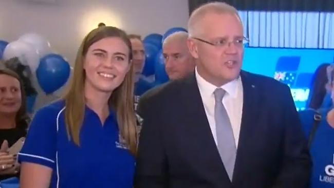 Former Liberal party staffer Brittany Higgins with Prime Minister Scott Morrison. Picture: ABC News