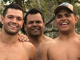 Adam Elliott with Latrell Mitchell and other NRL stars at an Indigenous leadership camp