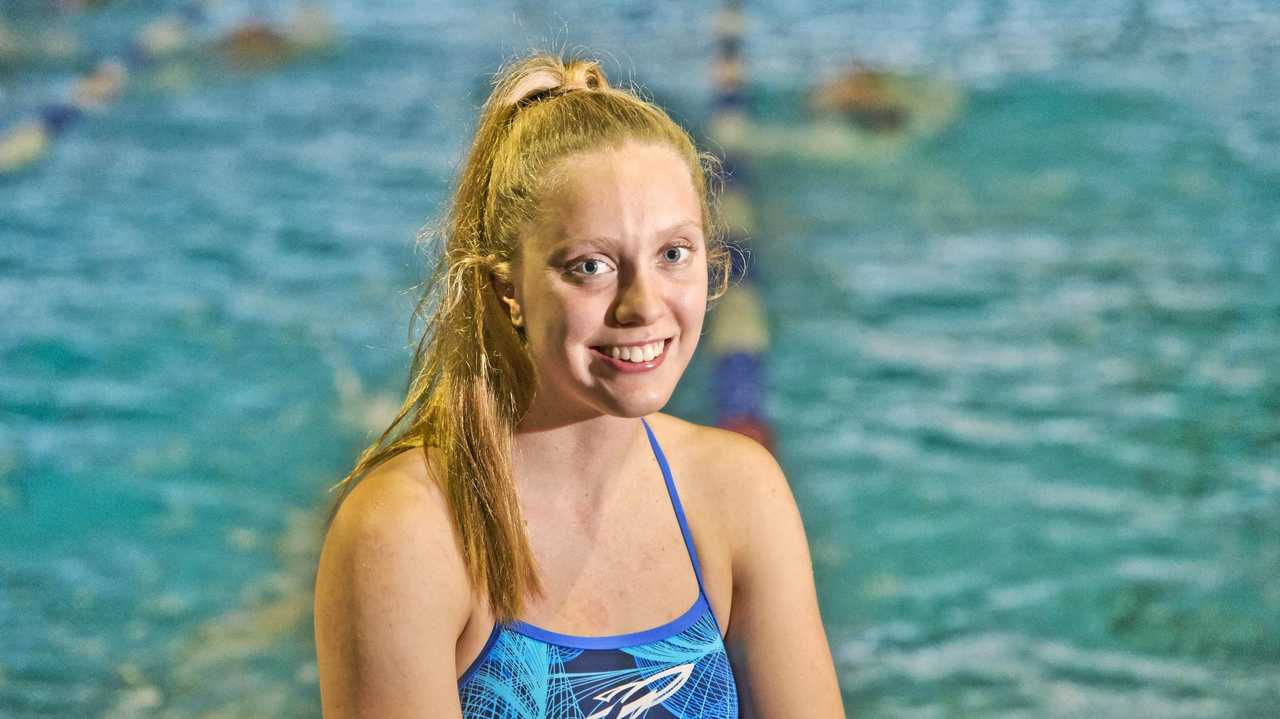 HELPING HAND: University of Toledo swimmer and former The Glennie School student Rebecca Welke has been passing on her knowledge to Glennie Swimming Club members during her summer break. Picture: Nev Madsen