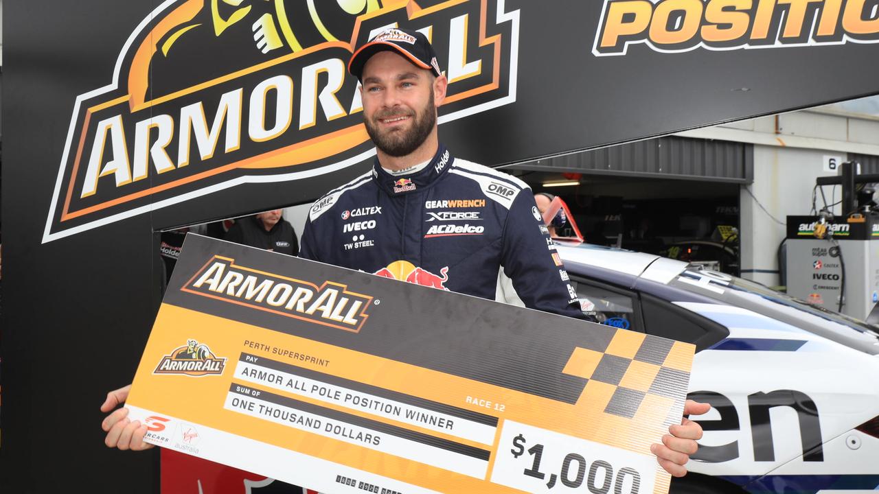 Shane van Gisbergen took his first pole position at Barbagallo Raceway in Qualifying for Race 12, Perth SuperSprint. Pic: Mark Horsburgh
