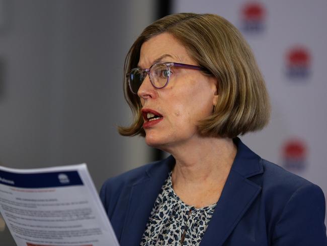 NSW Chief Health Officer Dr Kerry Chant provides a COVID-19 update at a press conference at Martin Place in Sydney Australia on Monday. Picture: NCA NewsWire / Gaye Gerard