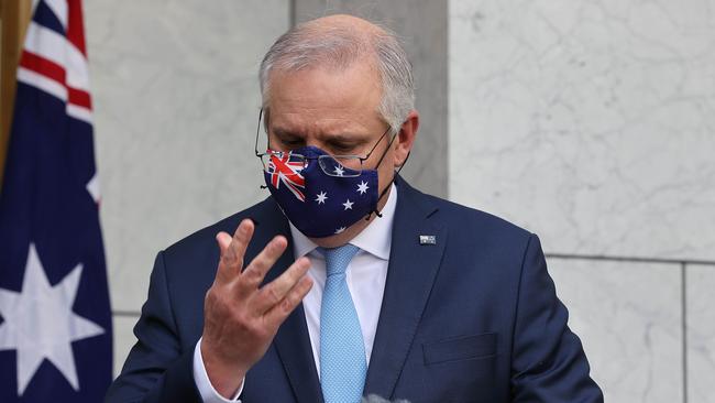 Prime Minister Scott Morrison at Parliament House in Canberra this morning. Picture: Newswire/Gary Ramage