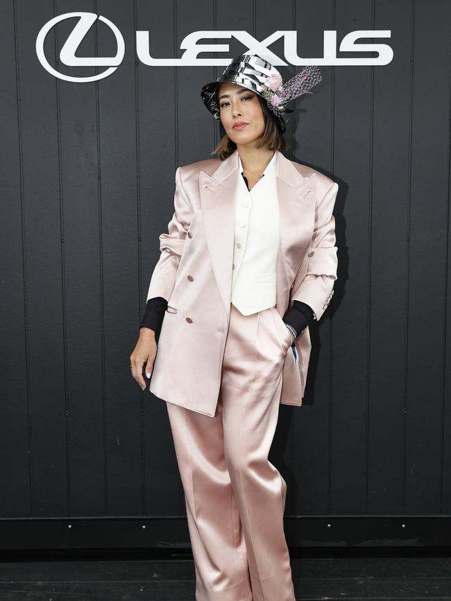 Melissa Leong rocked a blush pink silk suit. Picture: Sam Tabone/Getty Images