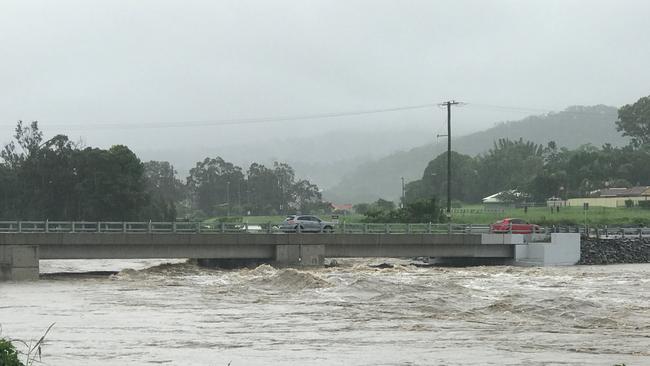 Floodwaters around the John Muntz Bridge.