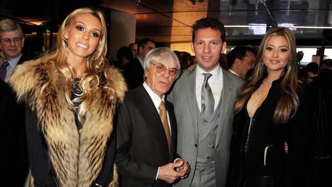 Candy and Valance with the former Formula One mogul Bernie Ecclestone and his daughter Petra. Picture: Dave M. Benett/Getty Images